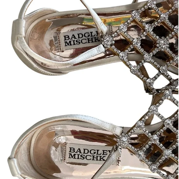 Badgley Mischka Zoanne Champagne Caged Jewel Design Thong Flats Sandals Size 6 - Picture 3 of 12